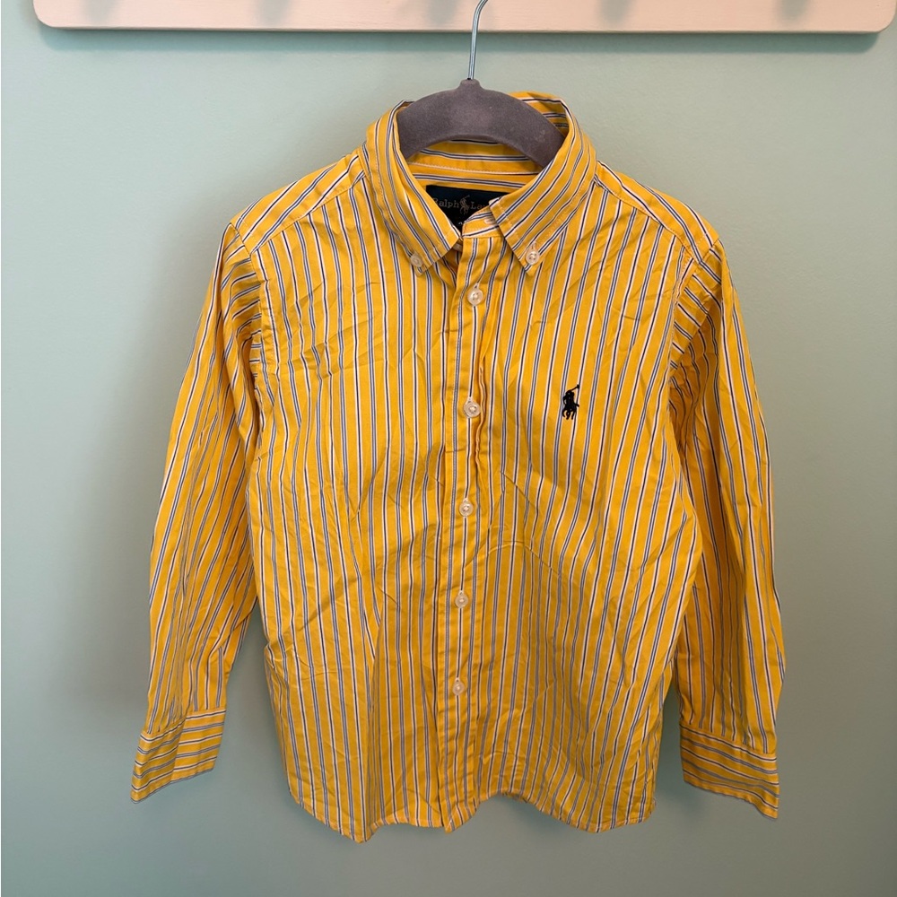 Ralph Lauren Kids Button-Down Shirt in Yellow and White